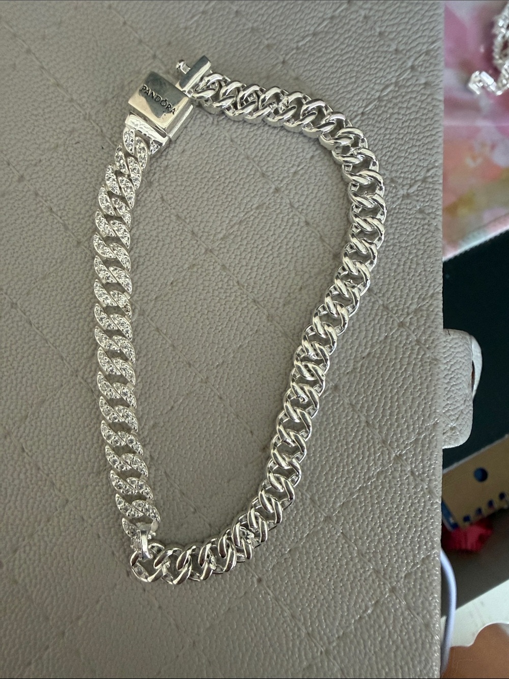 Pandora Silver Pavé Cuban Link Bracelet